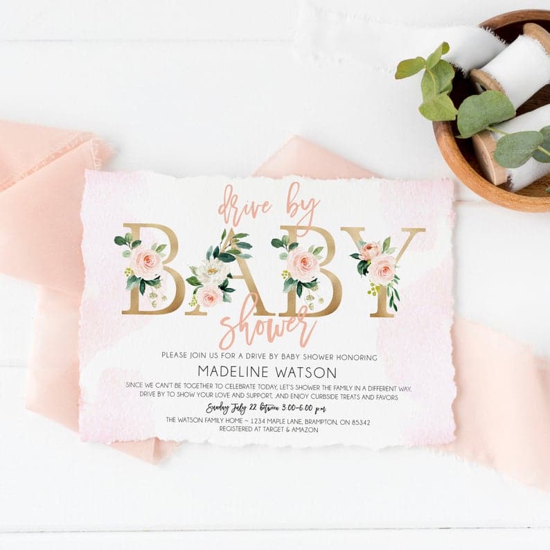 drive-by baby shower invitation