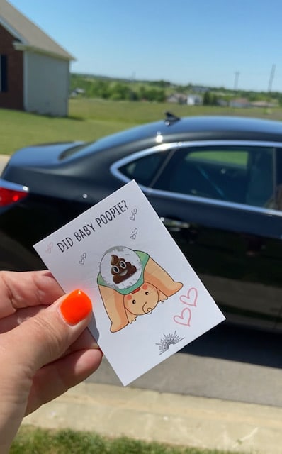 did baby poopie game card - drive-by baby shower idea