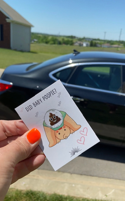 did baby poopie card - drive-by baby shower