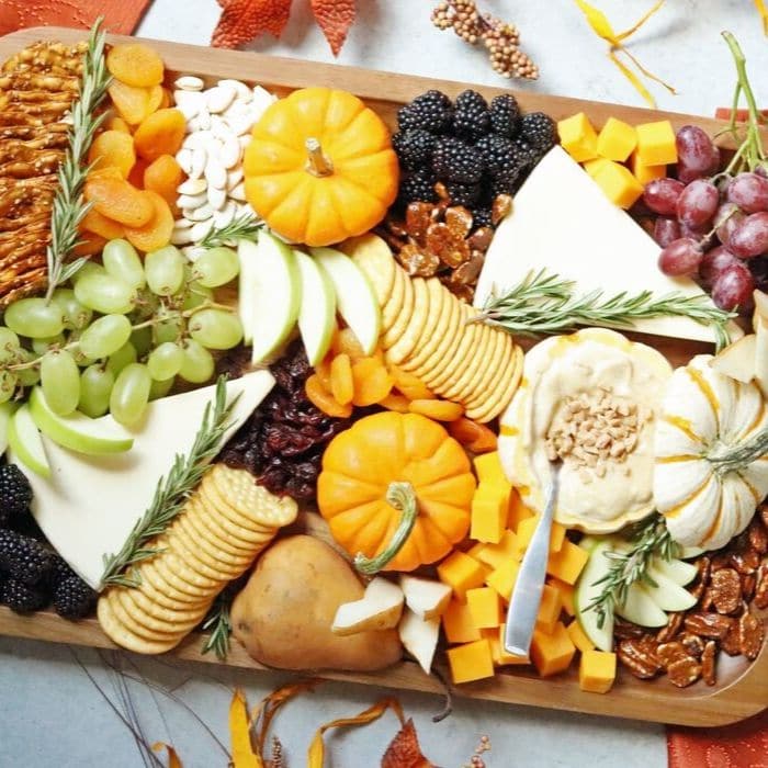 flat lay of a food platter - friendsgiving ideas