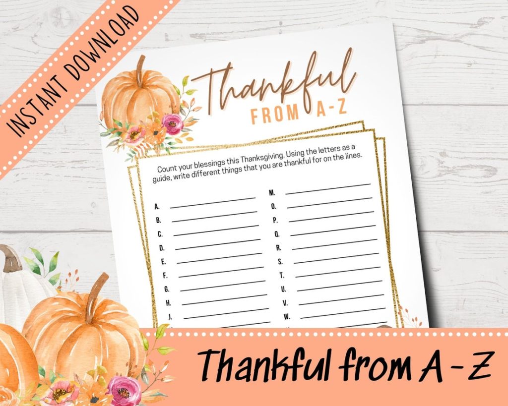 thankful for downloadable sheet