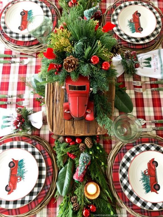 tartan holiday tablescapes