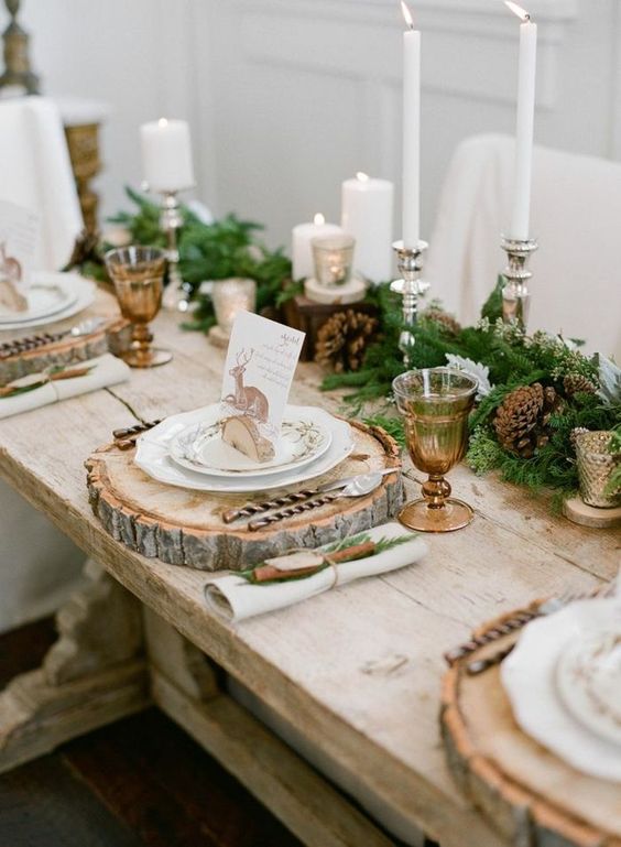 wooden winter table setting