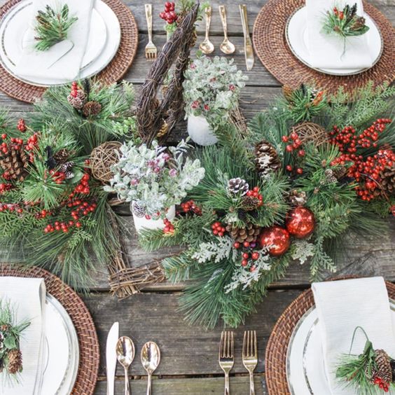 holly winter tablescape