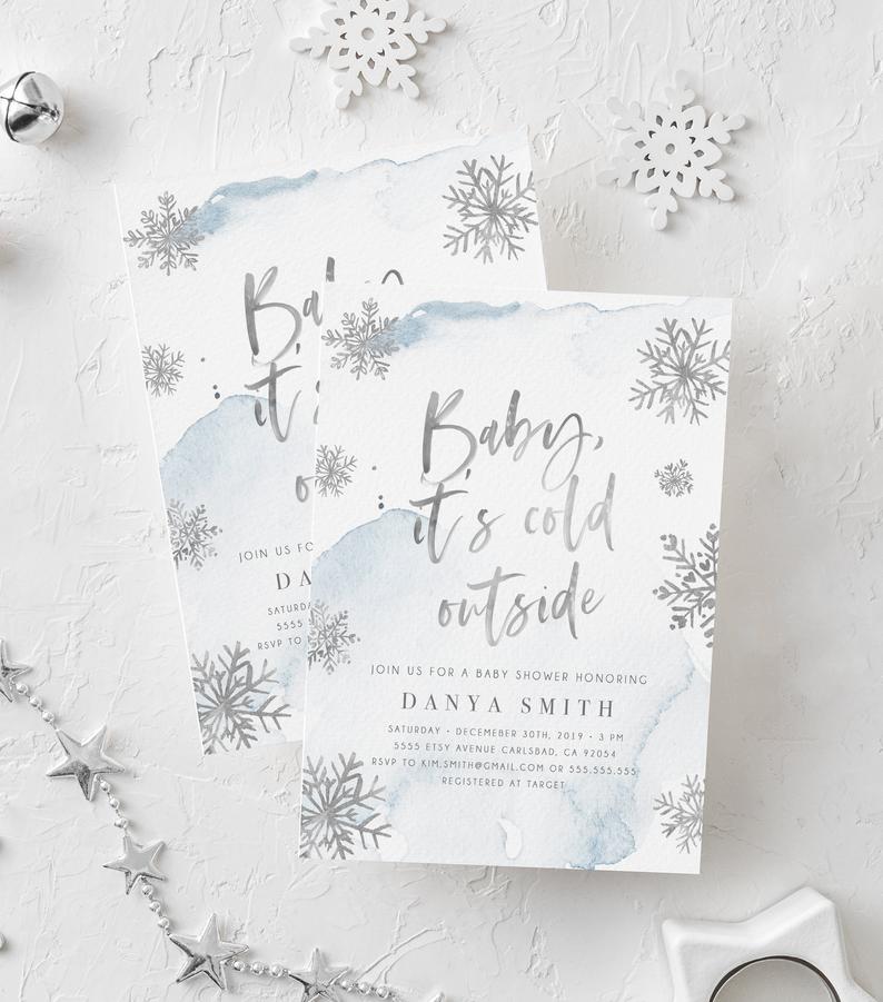 winter baby shower ideas - invitations