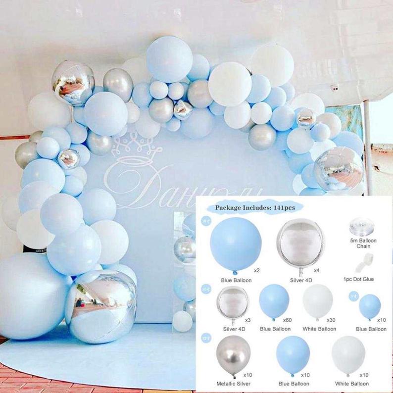 a baby shower balloon garland - winter baby shower ideas