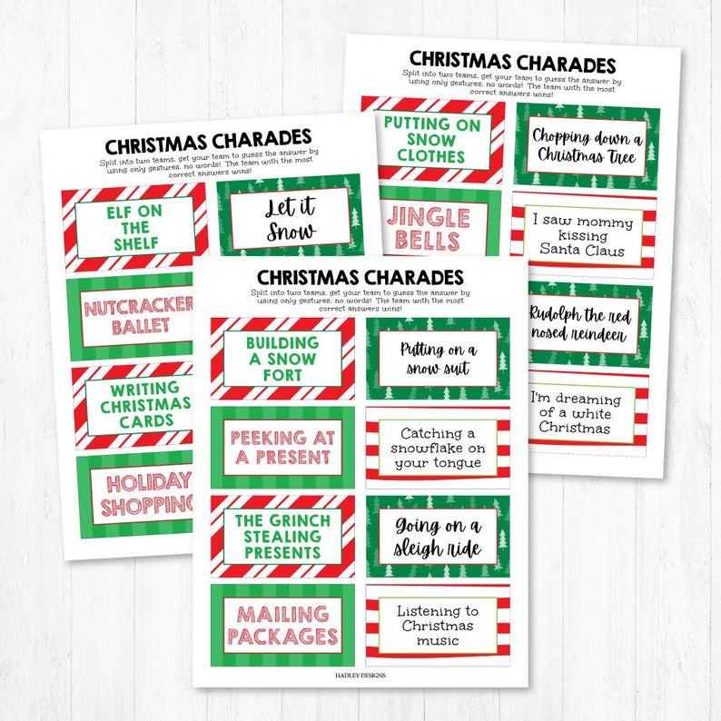 charades christmas games for family 