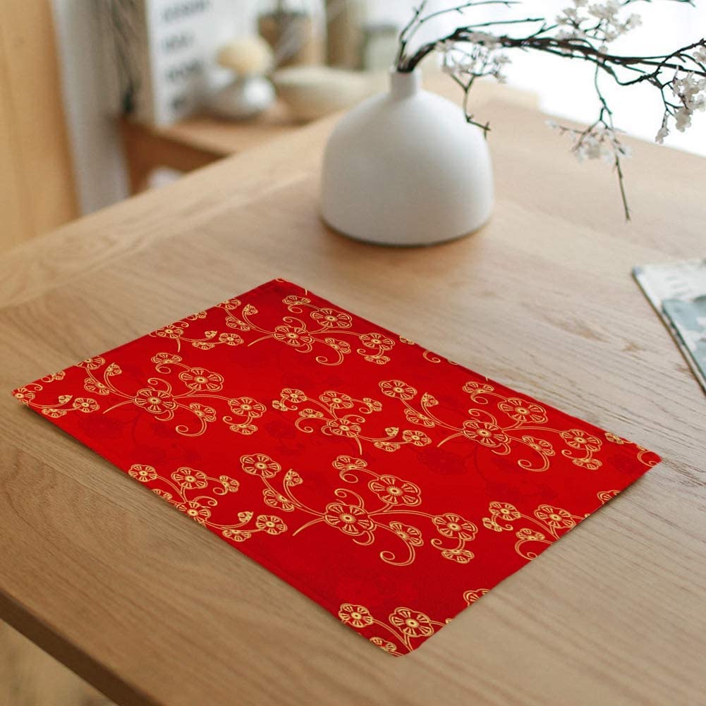 red silk placemats 