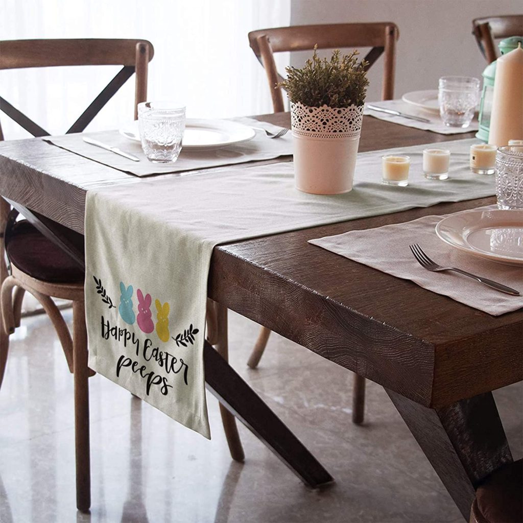 happy easter peeps table runner