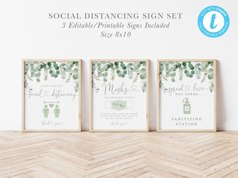 safely host a BBQ - social distancing sign set