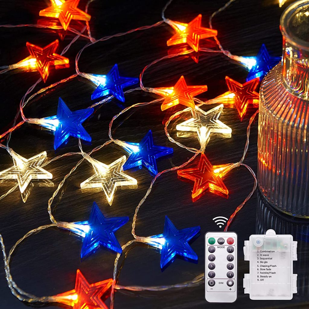 Red, White and Blue Star Fairy Lights