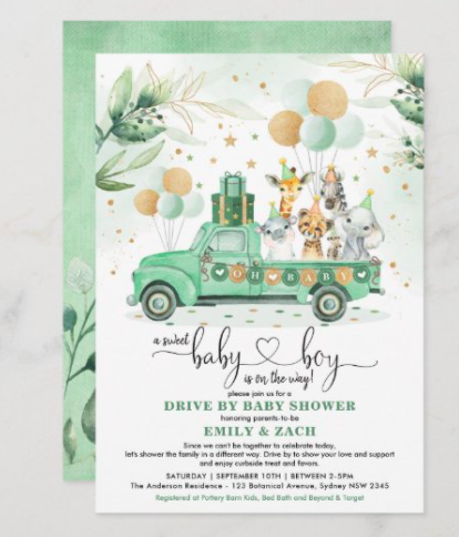 drive-by baby shower invitations zazzle