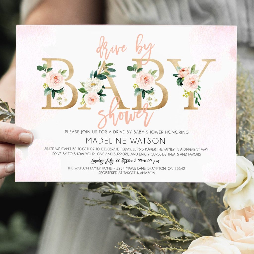 drive-by baby shower invitations etsy