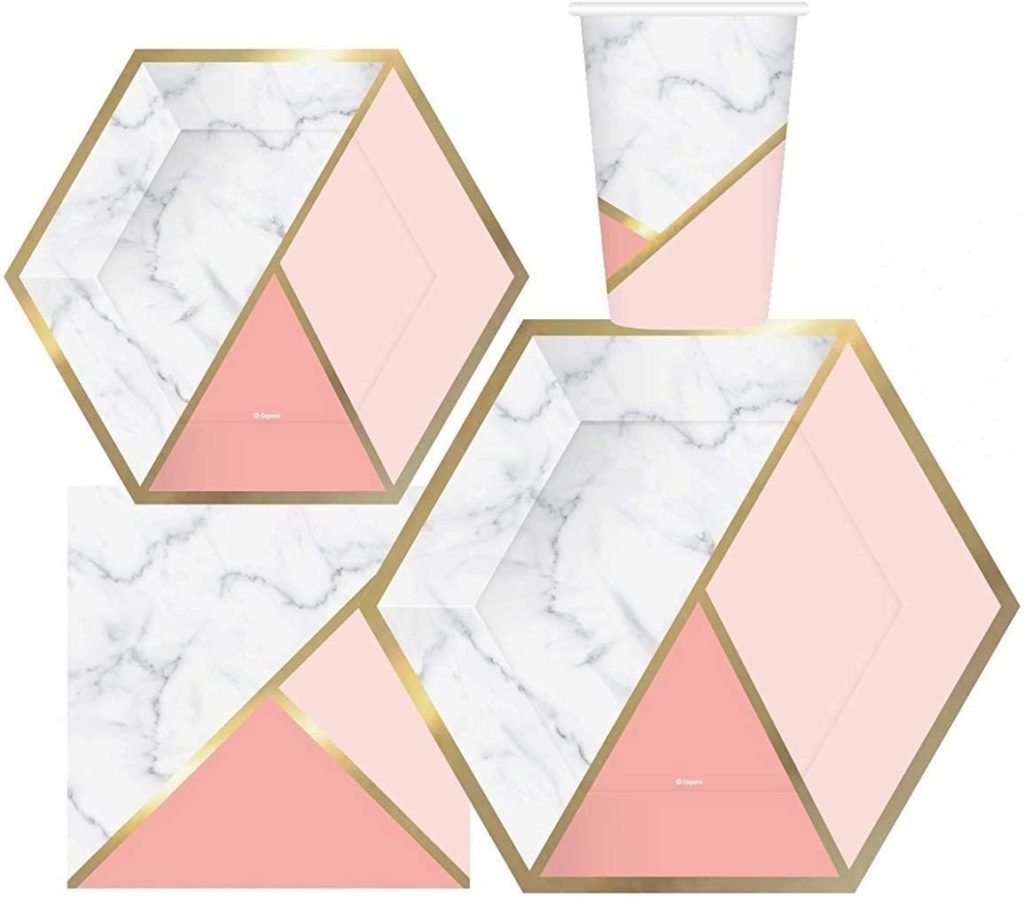 hexagonal paper plates birthday brunch decoration