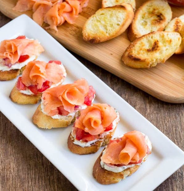 birthday brunch menu appetizers salmon crostini