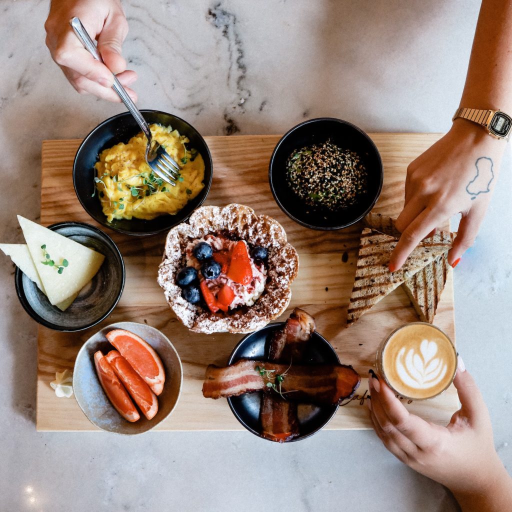 birthday brunch menu flatlay