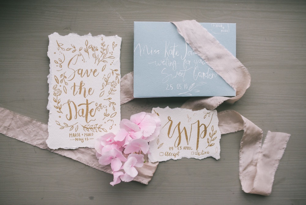 invitations flat lay