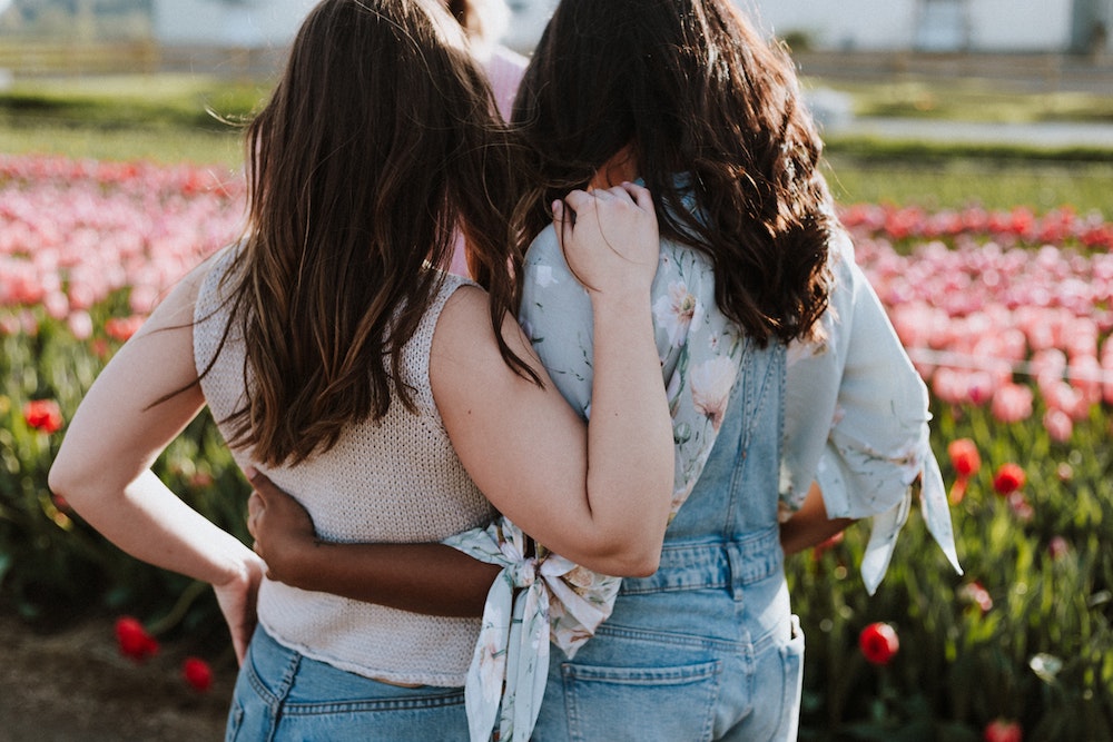 two women hugging