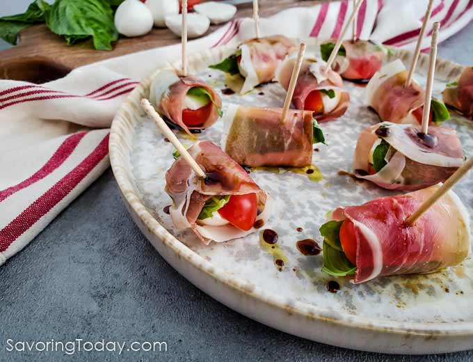 Prosciutto-Wrapped Caprese Salad Bites