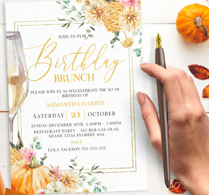 Fall Birthday Brunch invitations