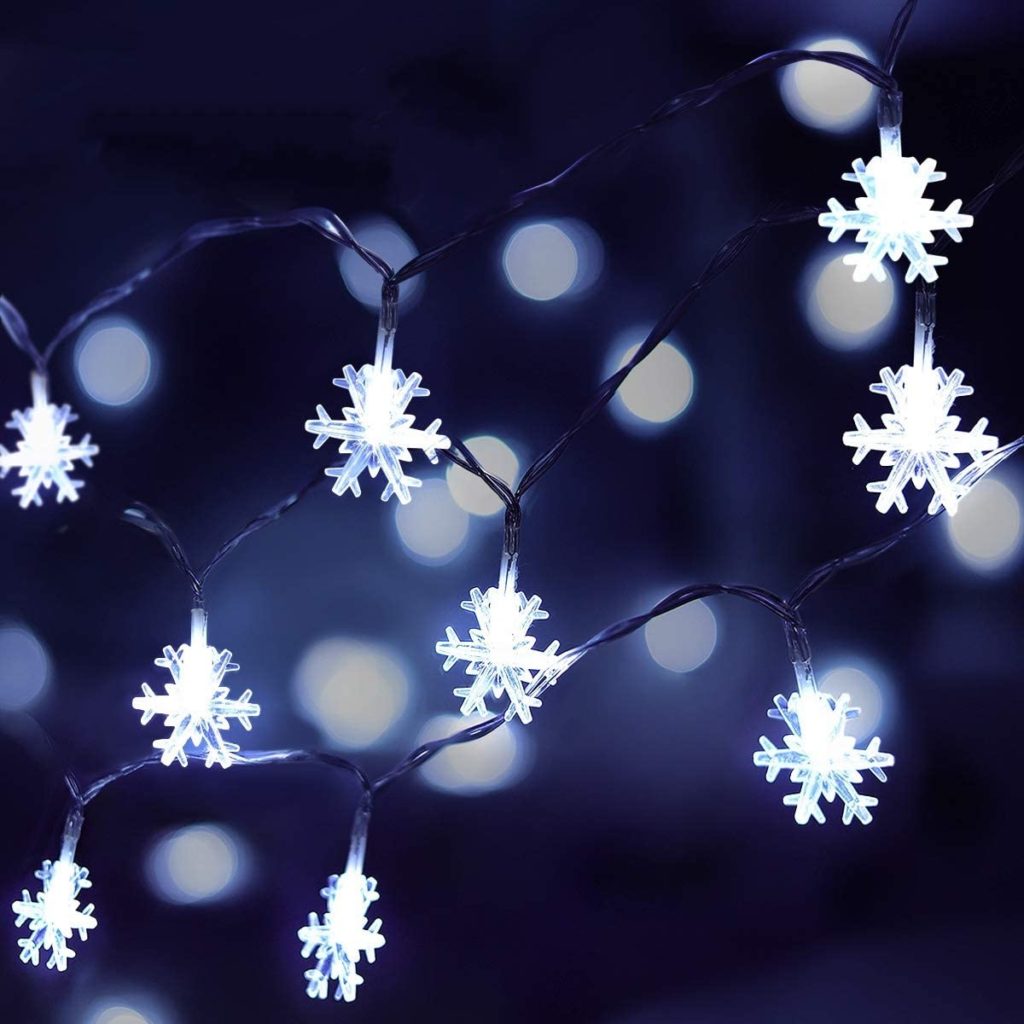 winter wonderland baby shower snowflake lights