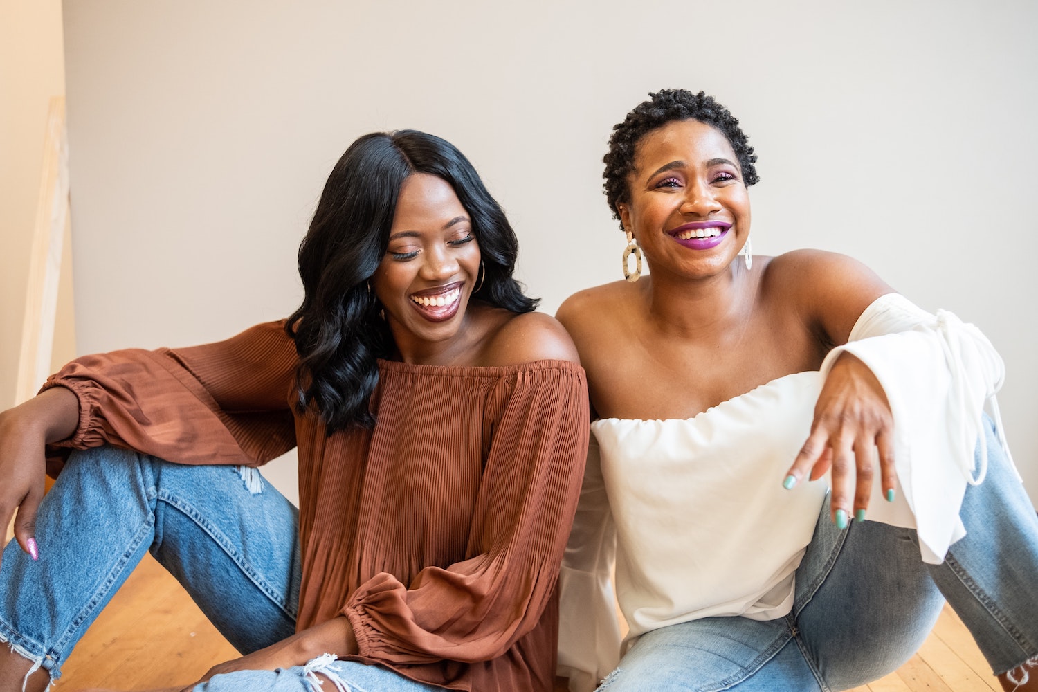 two ladies laughing