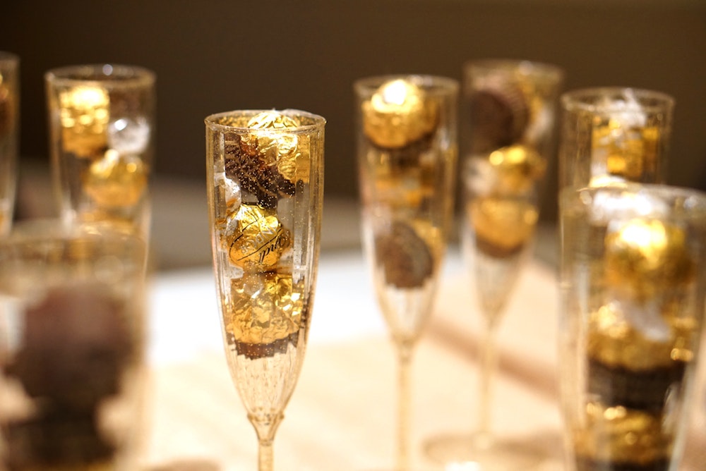 chocolate in champagne glasses