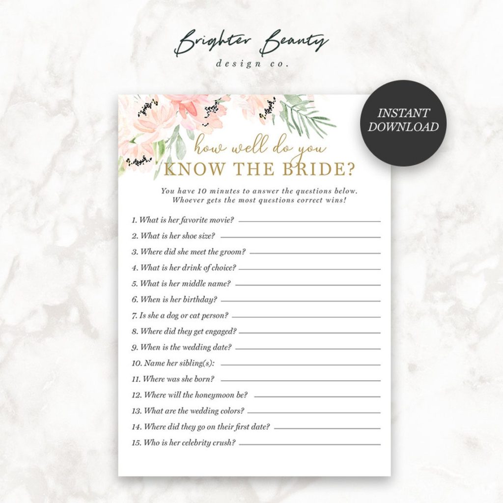 how well do you know the bride?