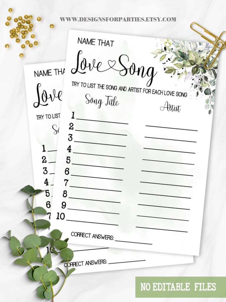 funny bridal shower games name that love song