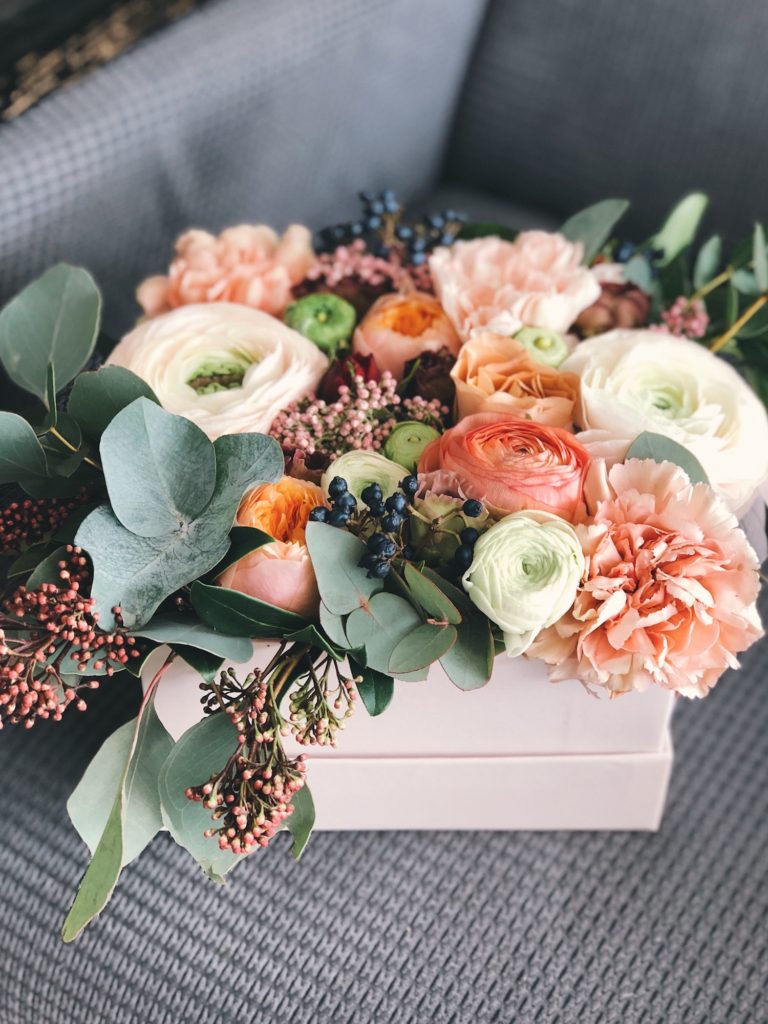 a box of fresh flowers