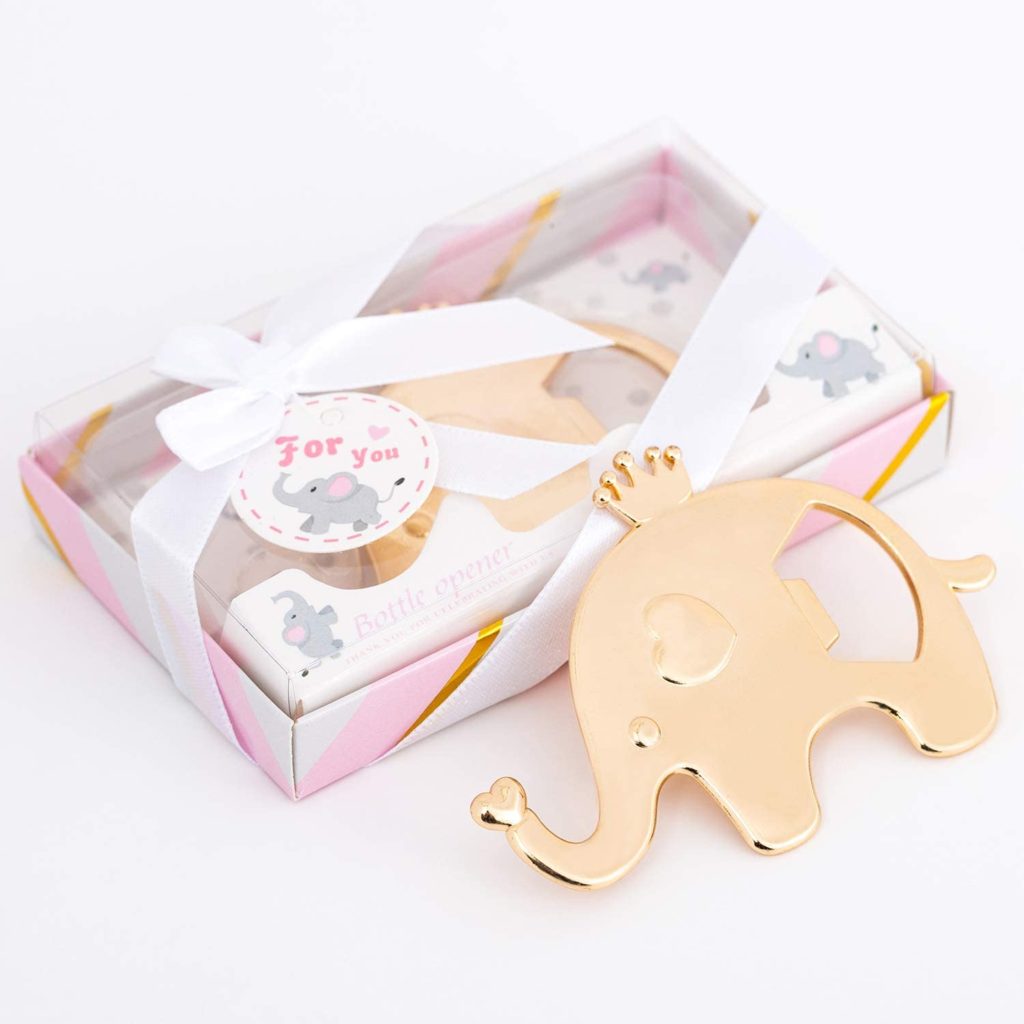 girl elephant baby shower rose gold bottle opener