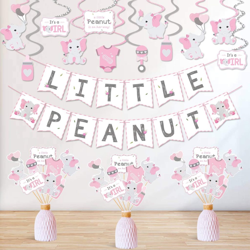 girl elephant baby shower multi pack of decor