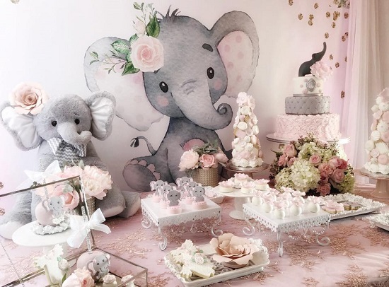 girl elephant baby shower