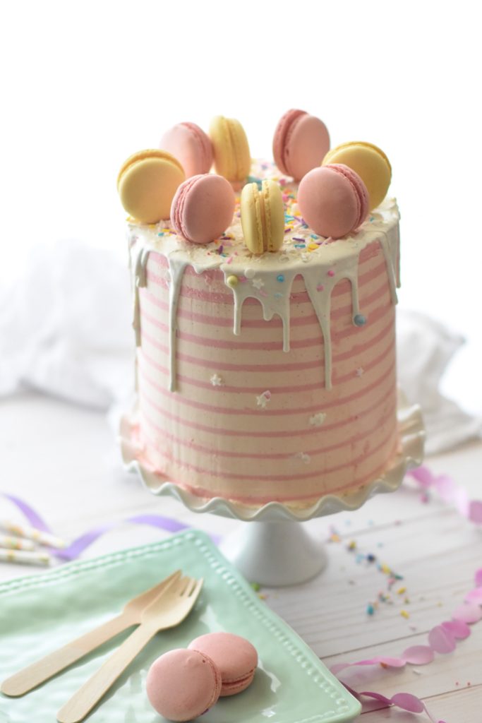 tall pink cake last-minute baby shower