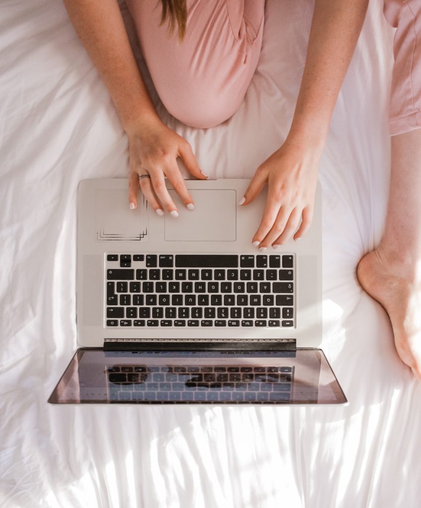 woman using her laptop