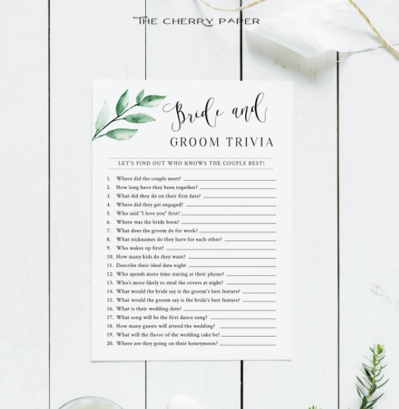 bride and groom trivia