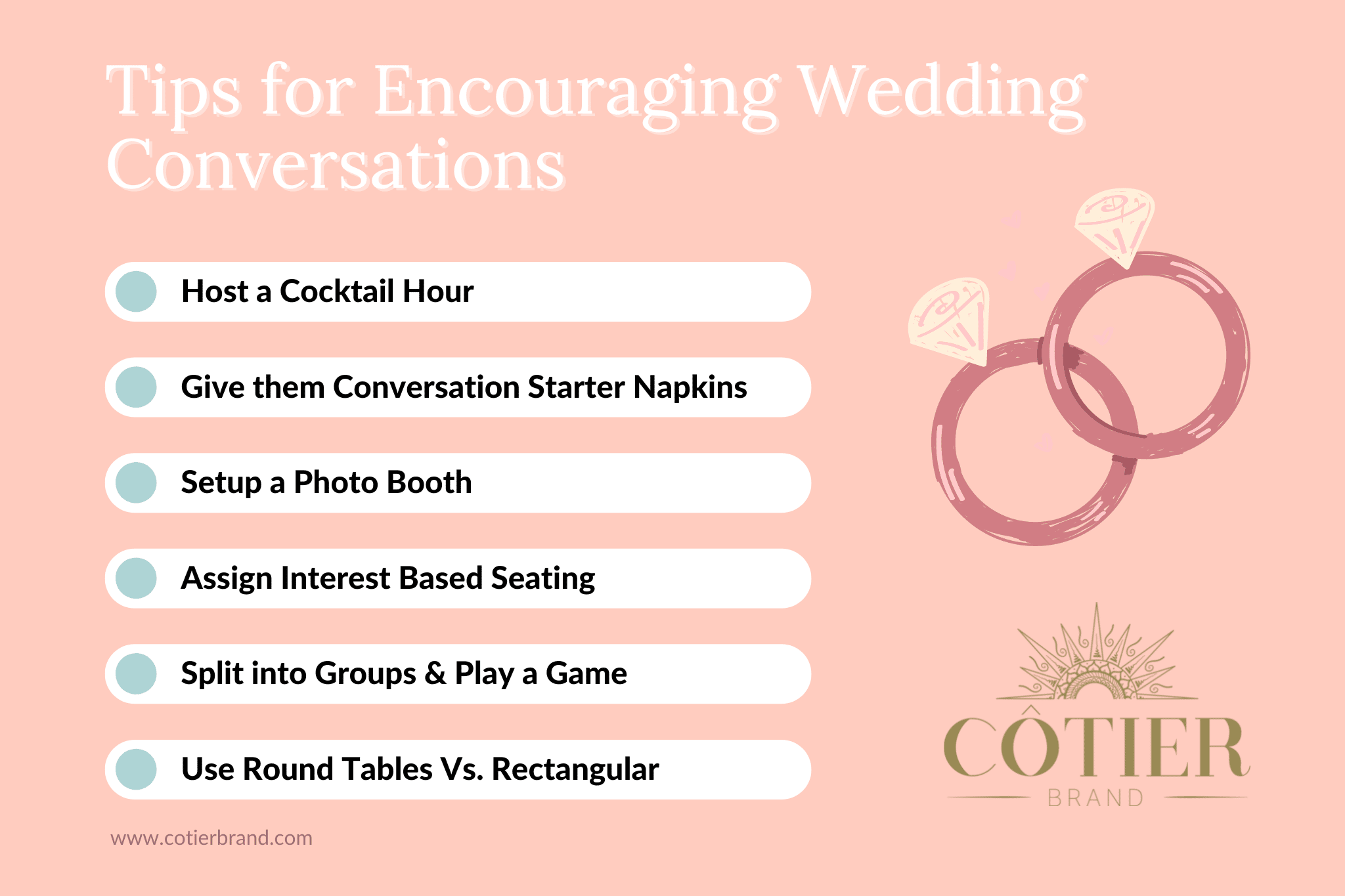 tips for encouraging wedding conversations infographic