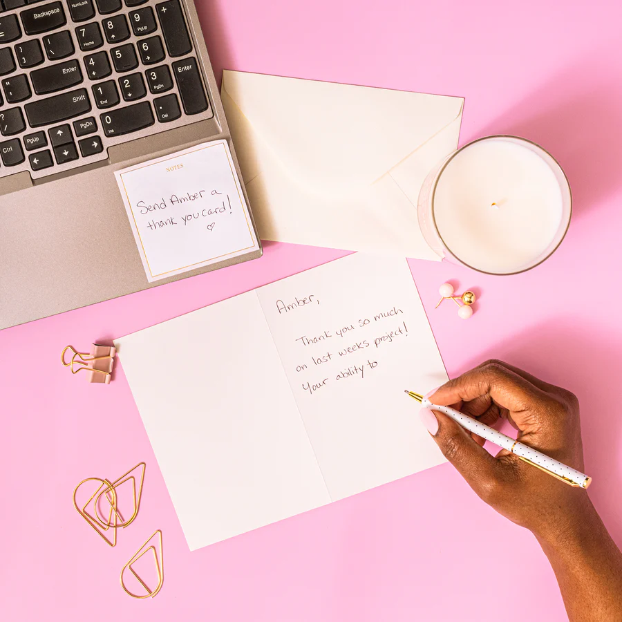 writing thank you cards for guests