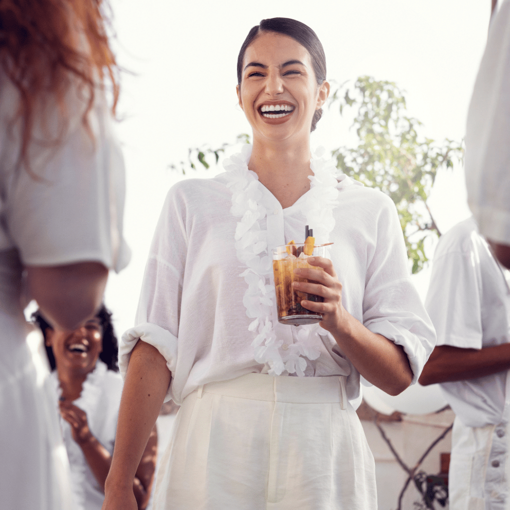 guests laughing at bridal shower