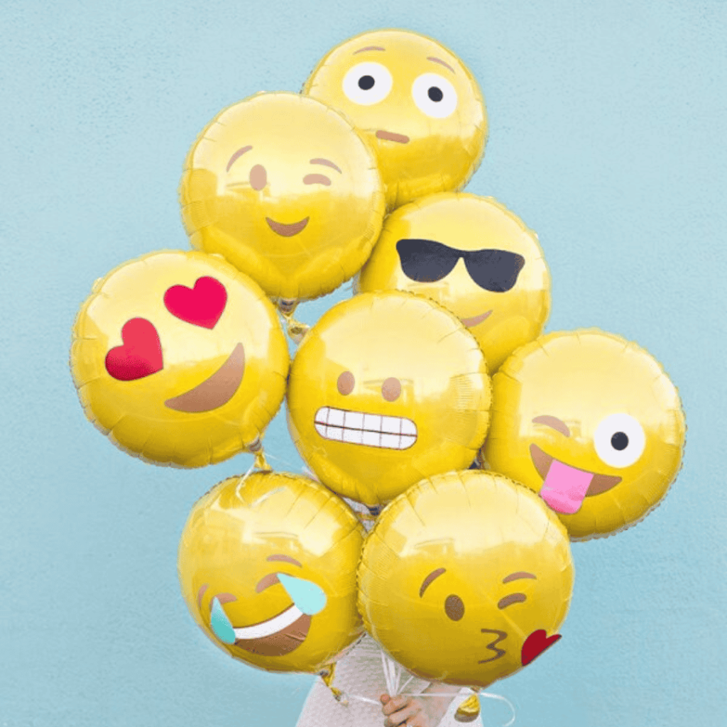 emoji theme for baby shower with emoji balloons