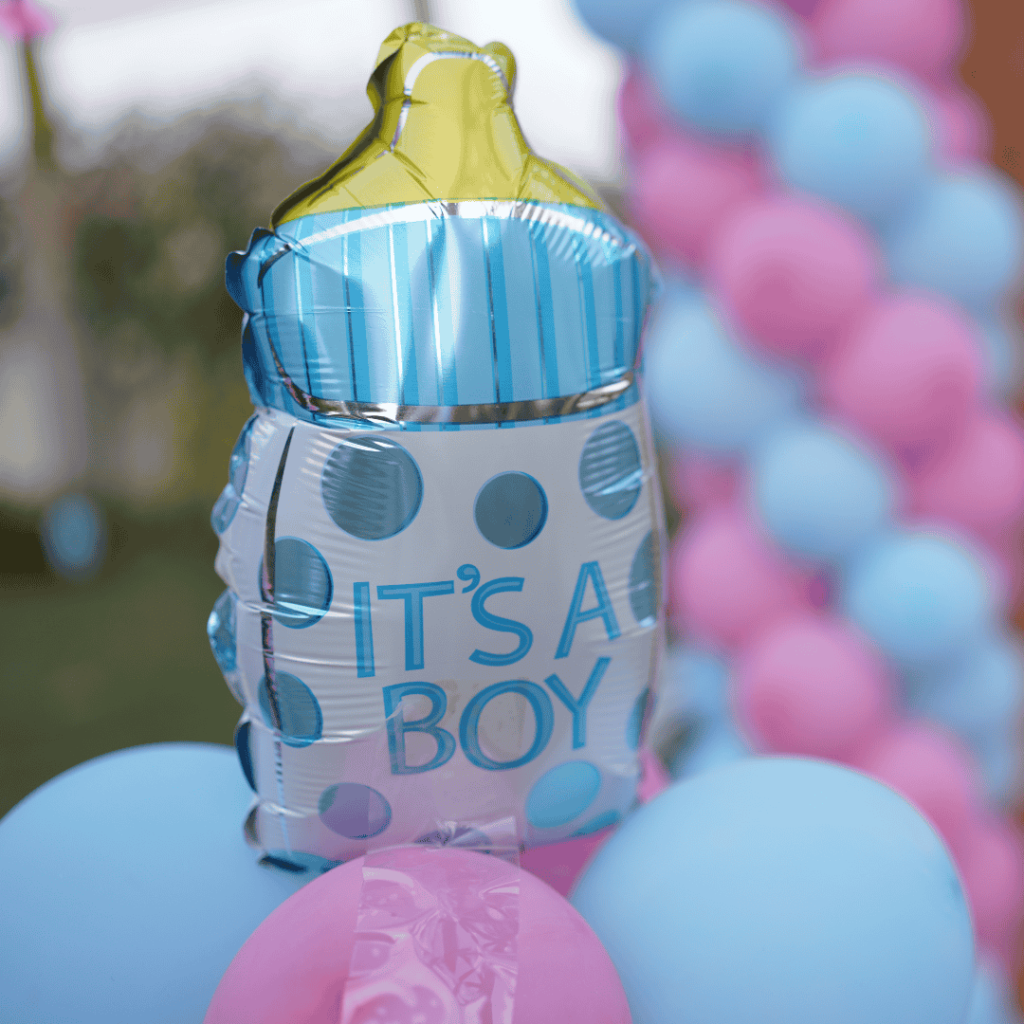 parade themed baby shower with balloons