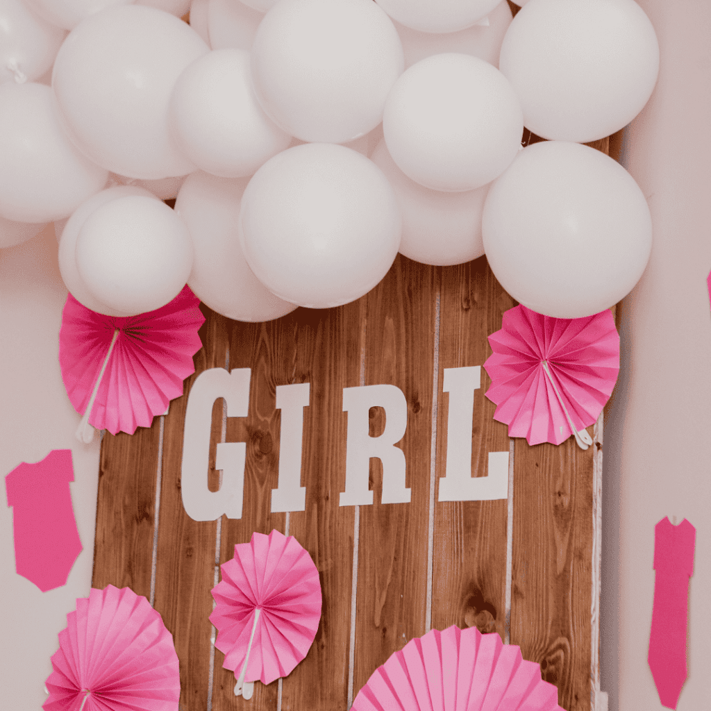 pink blossom themed baby shower party