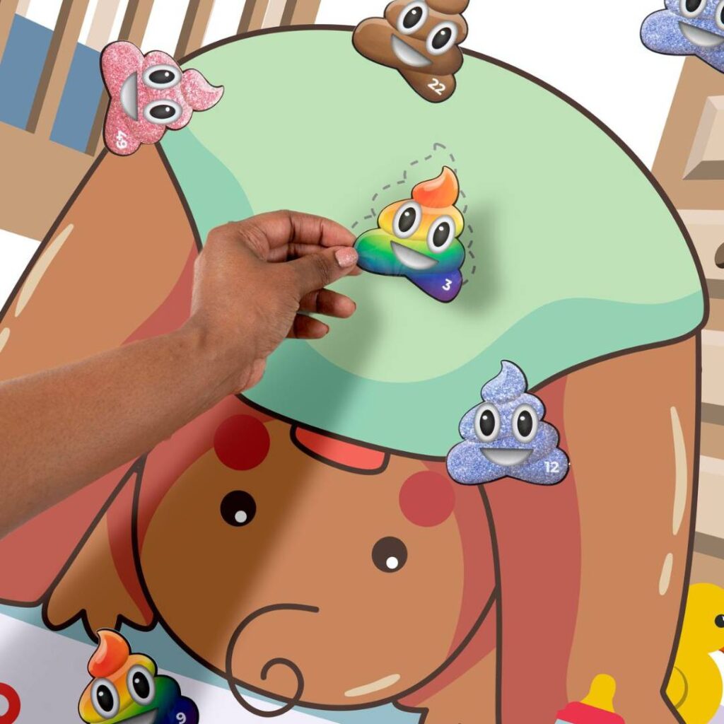 pin the poopie on the diaper baby shower game by cotier brand