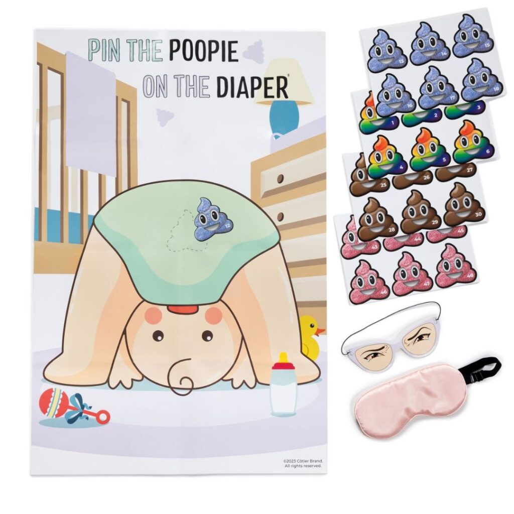 pin the poopie on the diaper baby shower game