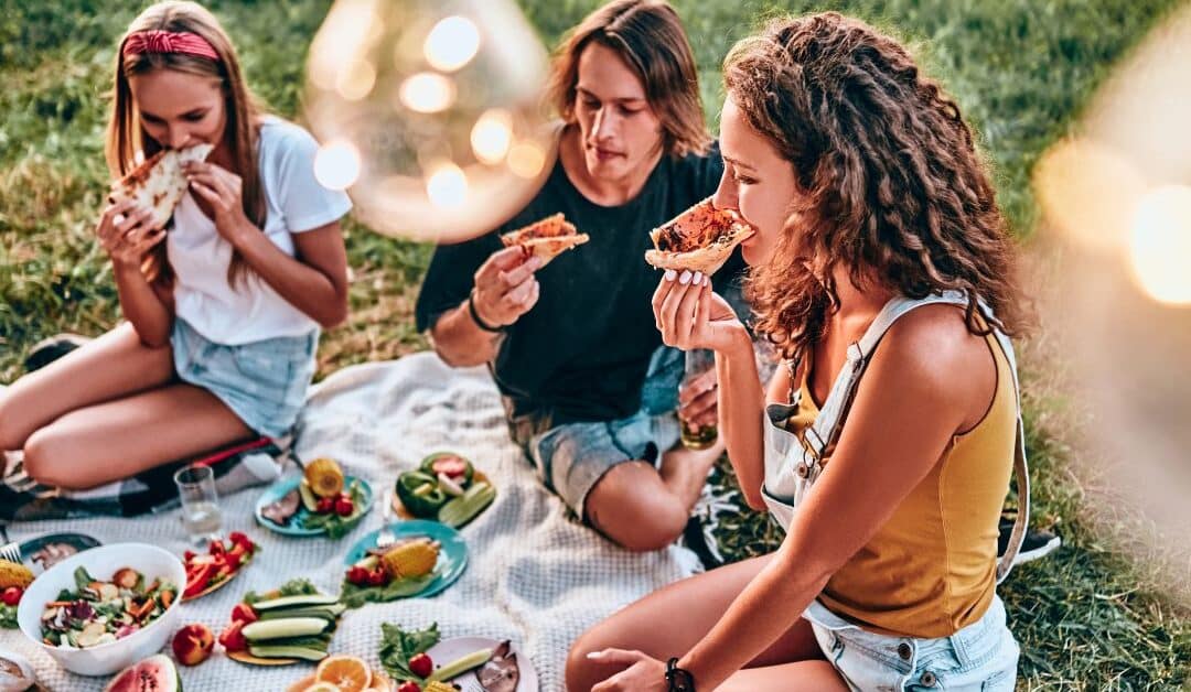 friends at an adult picnic party