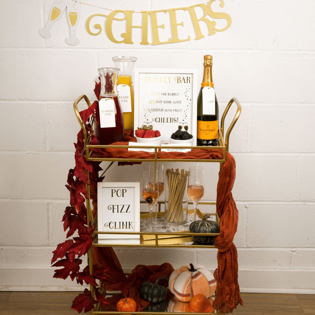 holiday mimosa bar set up