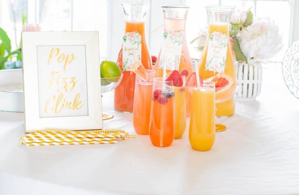 mimosa bar setup for wedding planning